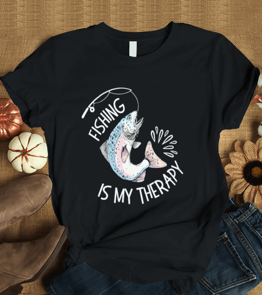 Fishing Is My Therapy Rainbow Trout Splash T-Shirt