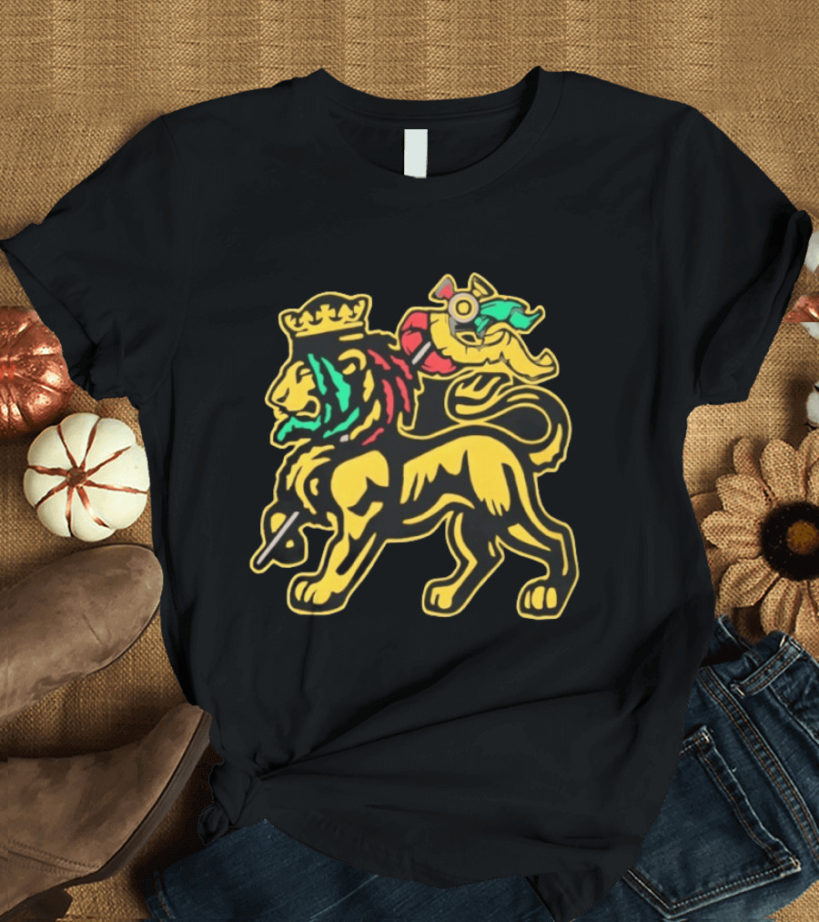 Conquering Lion Of Judah Rastafarian Flag T-Shirt
