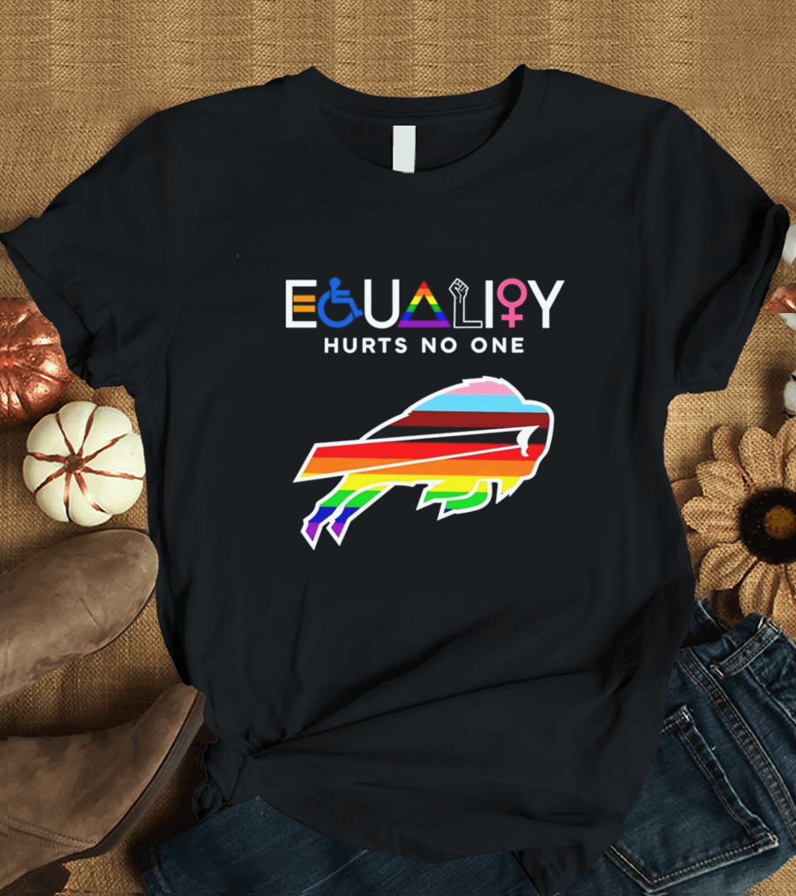 Buffalo Bills Equality Hurts No One Inclusivity Symbol With Rainbow Pride T-Shirt