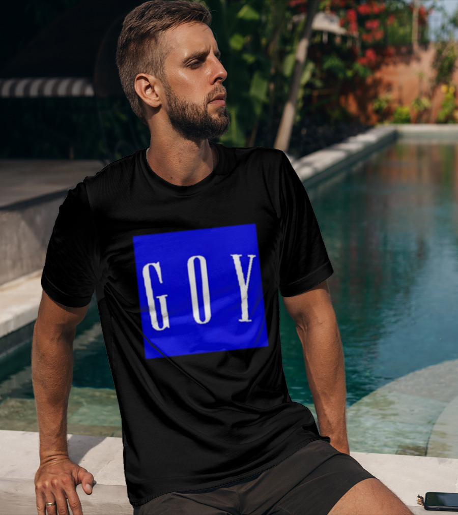 GOY Blue Bold Text Minimalist T-Shirt