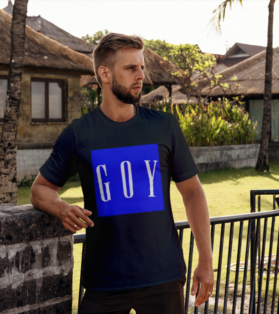 GOY Blue Bold Text Minimalist T-Shirt
