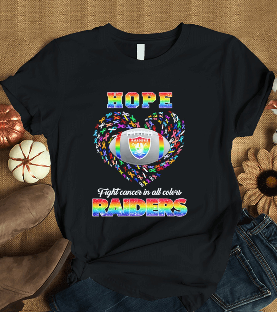 Las Vegas Raiders Hope Fight Cancer In All Colors Rainbow T-Shirt