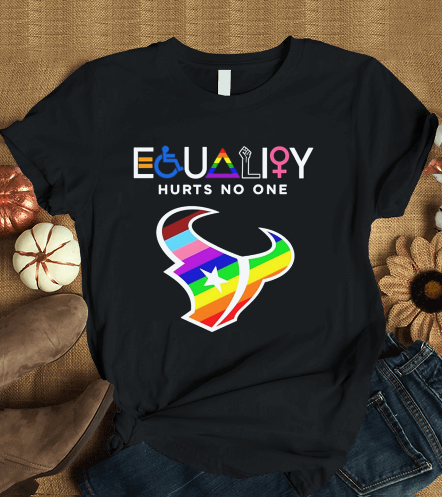 Houston Texans Equality Rainbow Logo Hurts No One T-Shirt