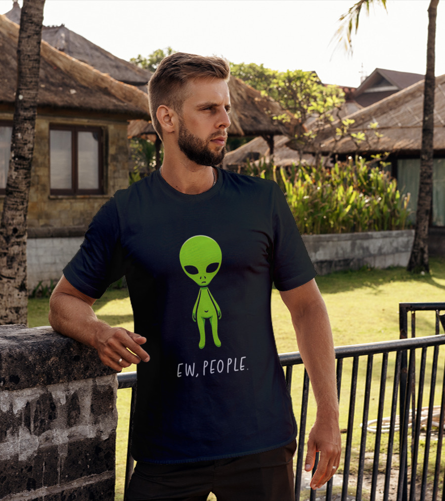Ew People Green Alien Saucer Eyed T-Shirt