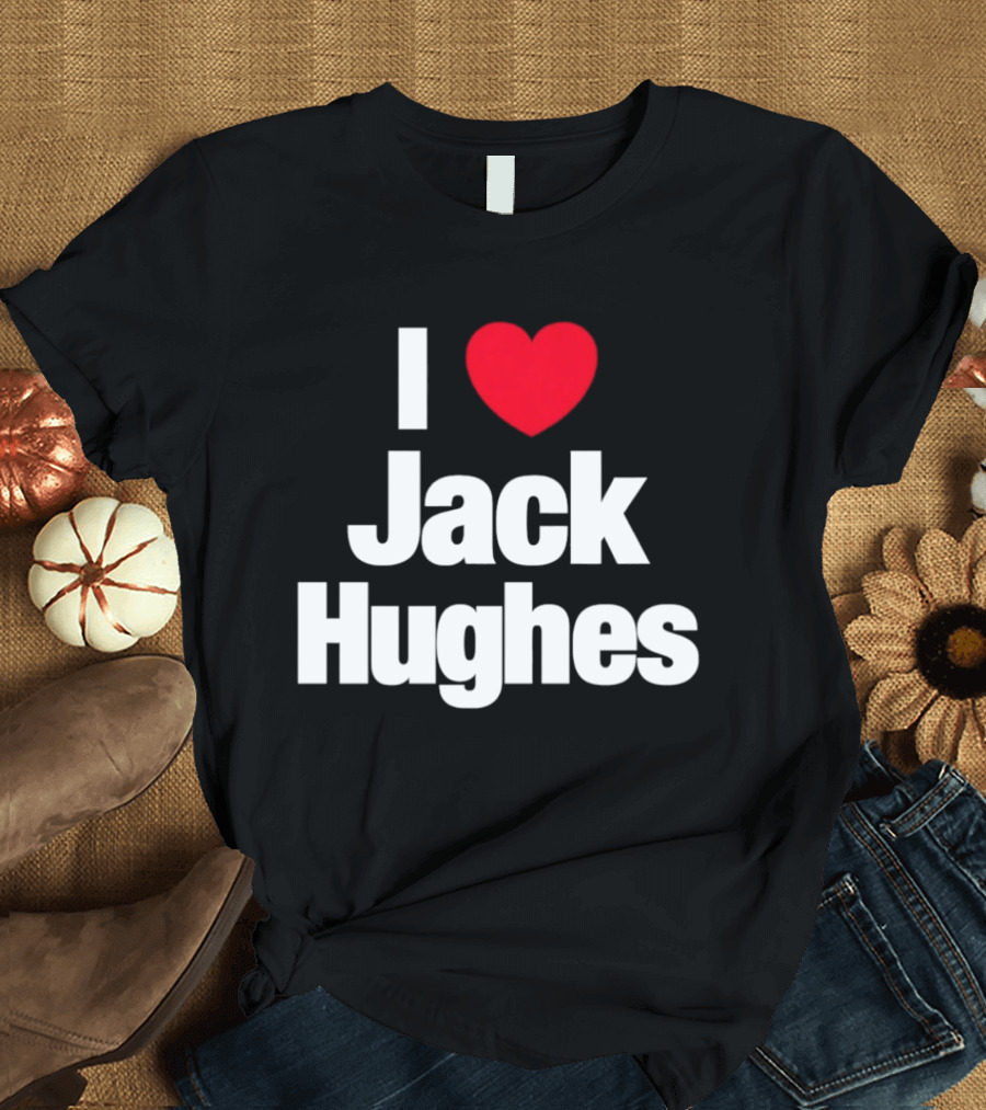 I Love Jack Hughes New Jersey Devils Heart Fan T-Shirt