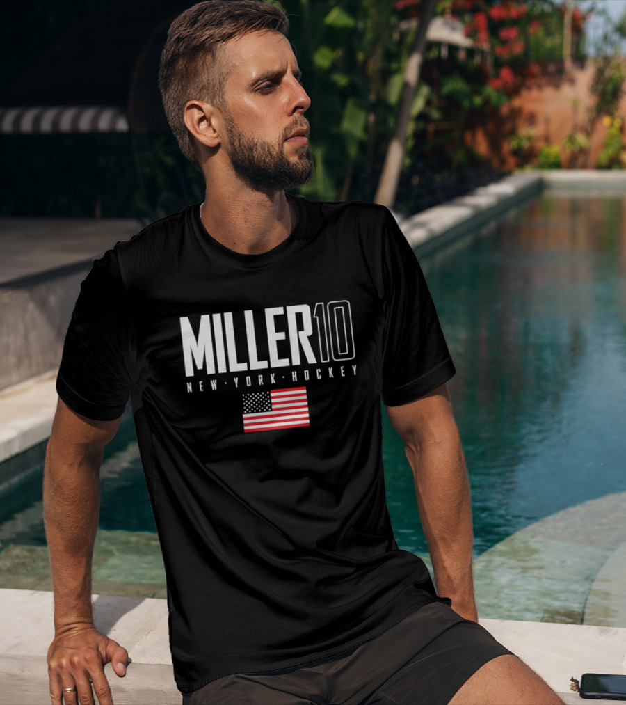 Miller 10 New York Hockey USA Flag T-Shirt