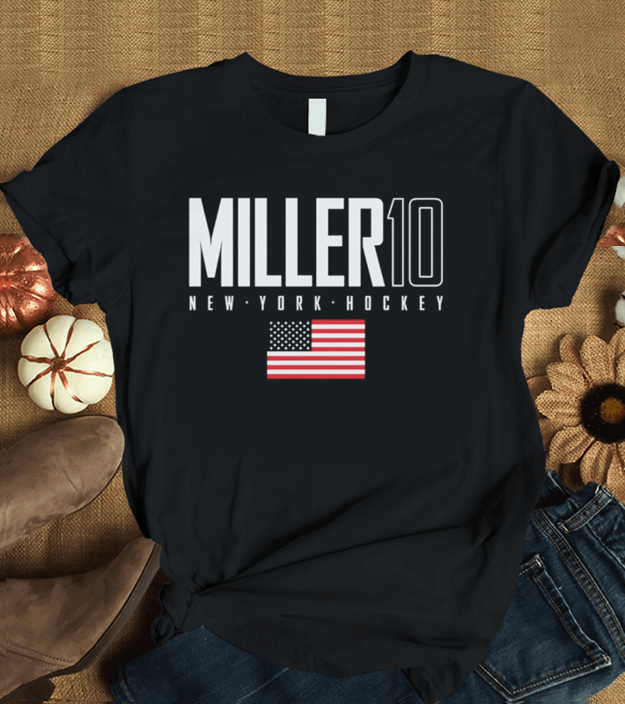 Miller 10 New York Hockey USA Flag T-Shirt