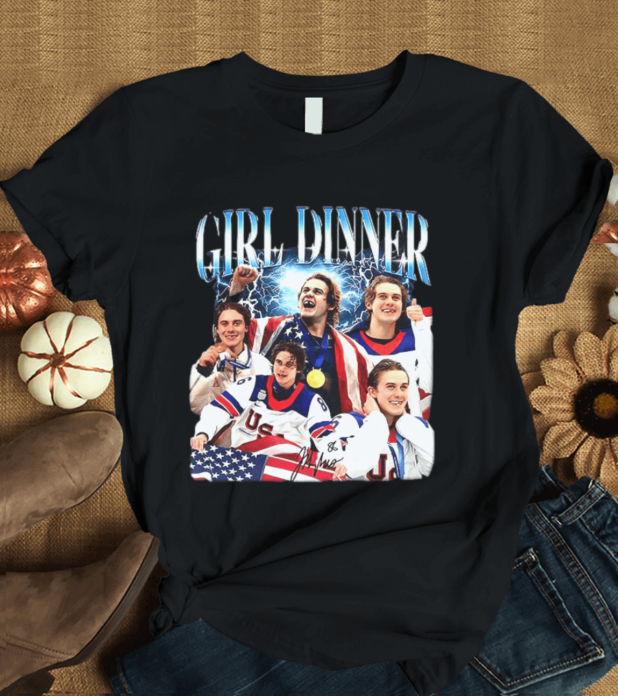 Girl Dinner Jack Hughes USA Hockey Team Celebration T-Shirt