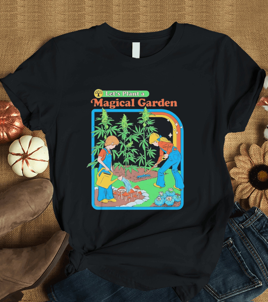 Let's Plant A Magical Garden Children Steven Rhodes Retro Gardening Adventure T-Shirt
