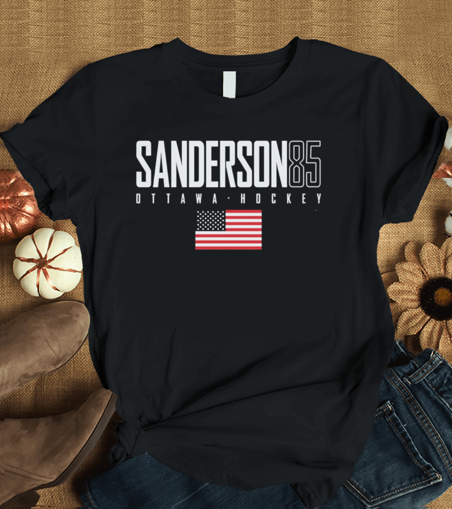 Sanderson 85 Ottawa Hockey USA Flag T-Shirt