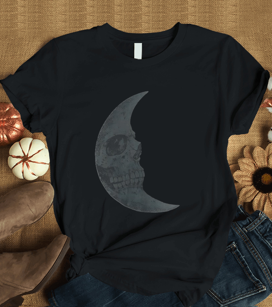 Lunar Crescent Skull Art Crescent Moon Skull T-Shirt