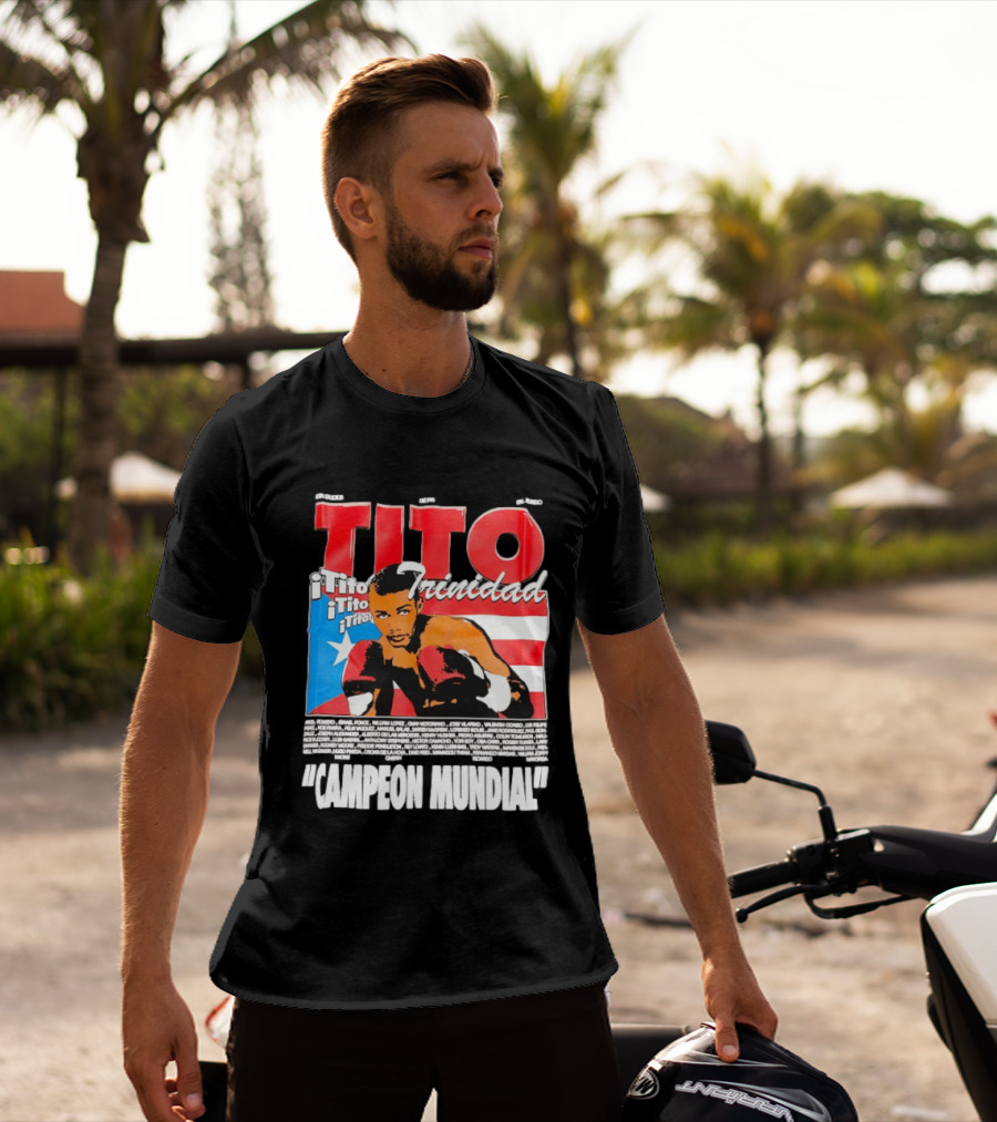 Tito Trinidad Campeon Mundial Puerto Rican Flag Boxing Legend T-Shirt