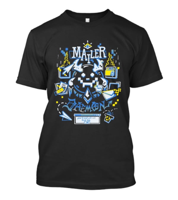 Mailer Daemon Your Email Will Not Find Me OK Tech Pixel Art Arrows Flames T-Shirt