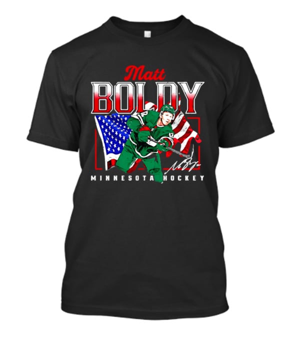 Matt Boldy Minnesota Hockey USA Flag T-Shirt