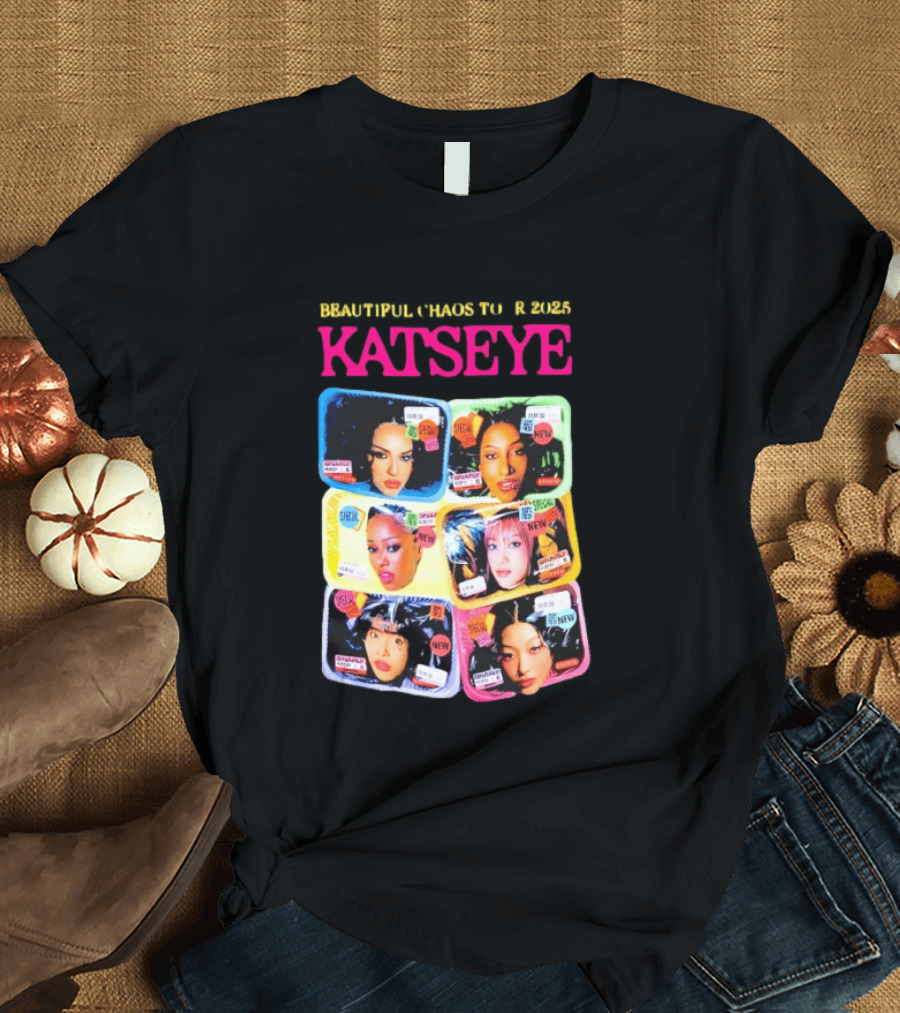 Beautiful Chaos Tour 2025 Katseye Selfie Expressive Portraits 90s Pop T-Shirt