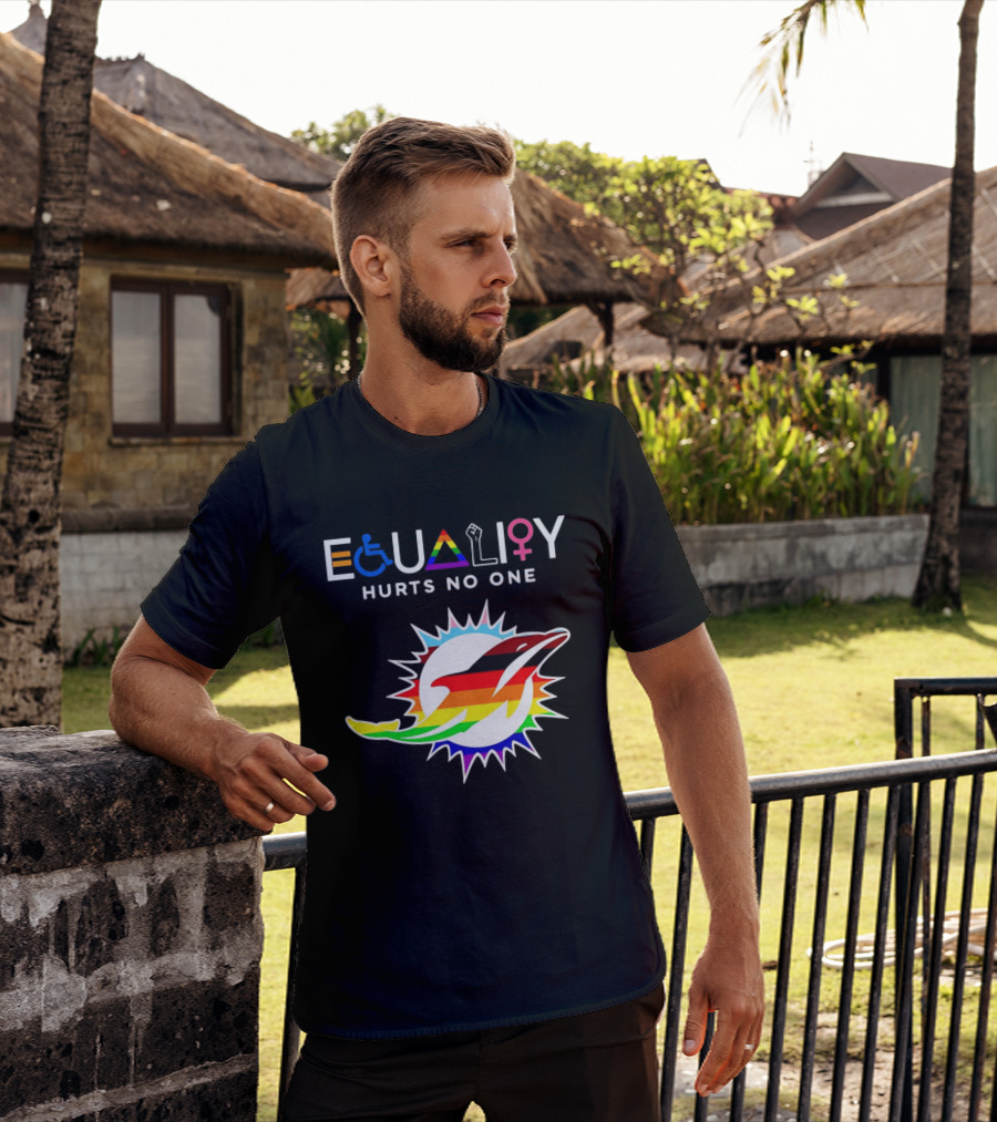Miami Dolphins Equality Hurts No One Rainbow Pride T-Shirt