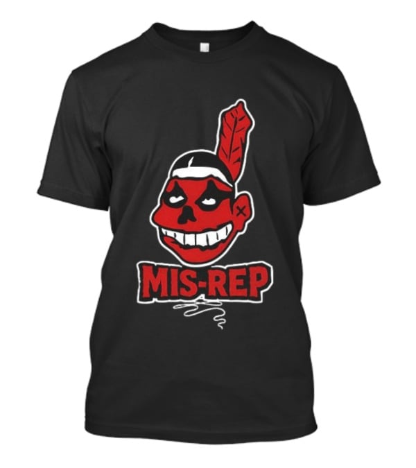 Mis Rep Native American Cartoon Face With Feather T-Shirt