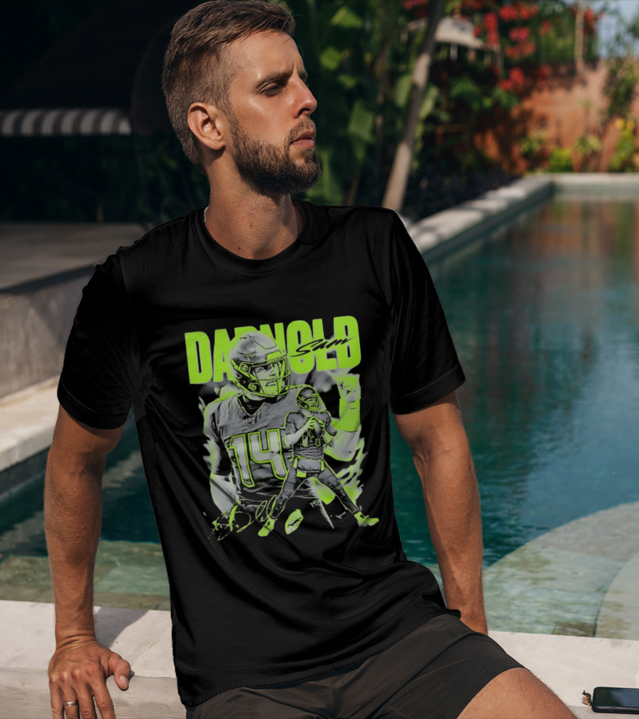 Sam Darnold Seattle Number 14 Neon Sports T-Shirt