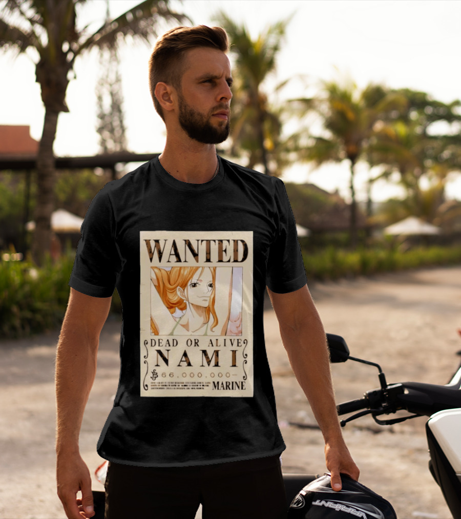 WANTED Dead Or Alive Nami 66,000,000 Beli One Piece Marine T-Shirt