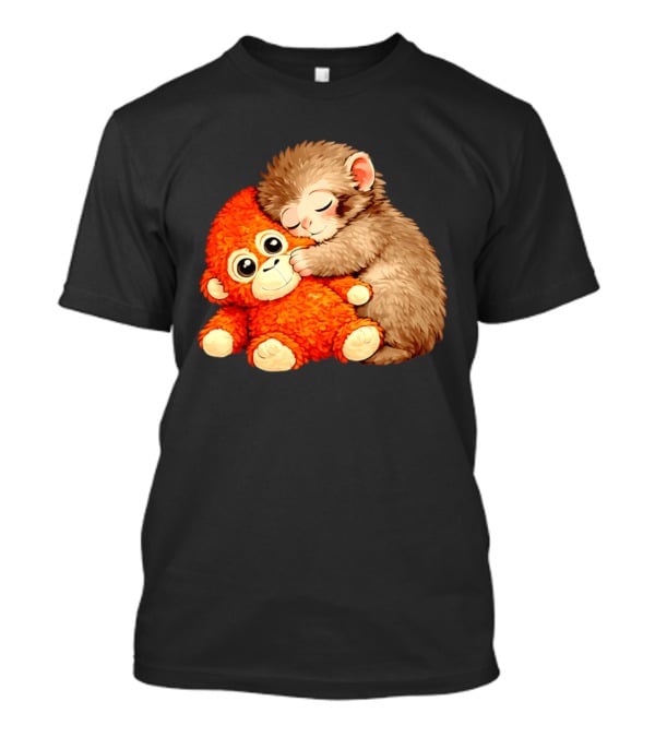Punch The Monkey Brown Cub And Orange Plushy Cuddle T-Shirt