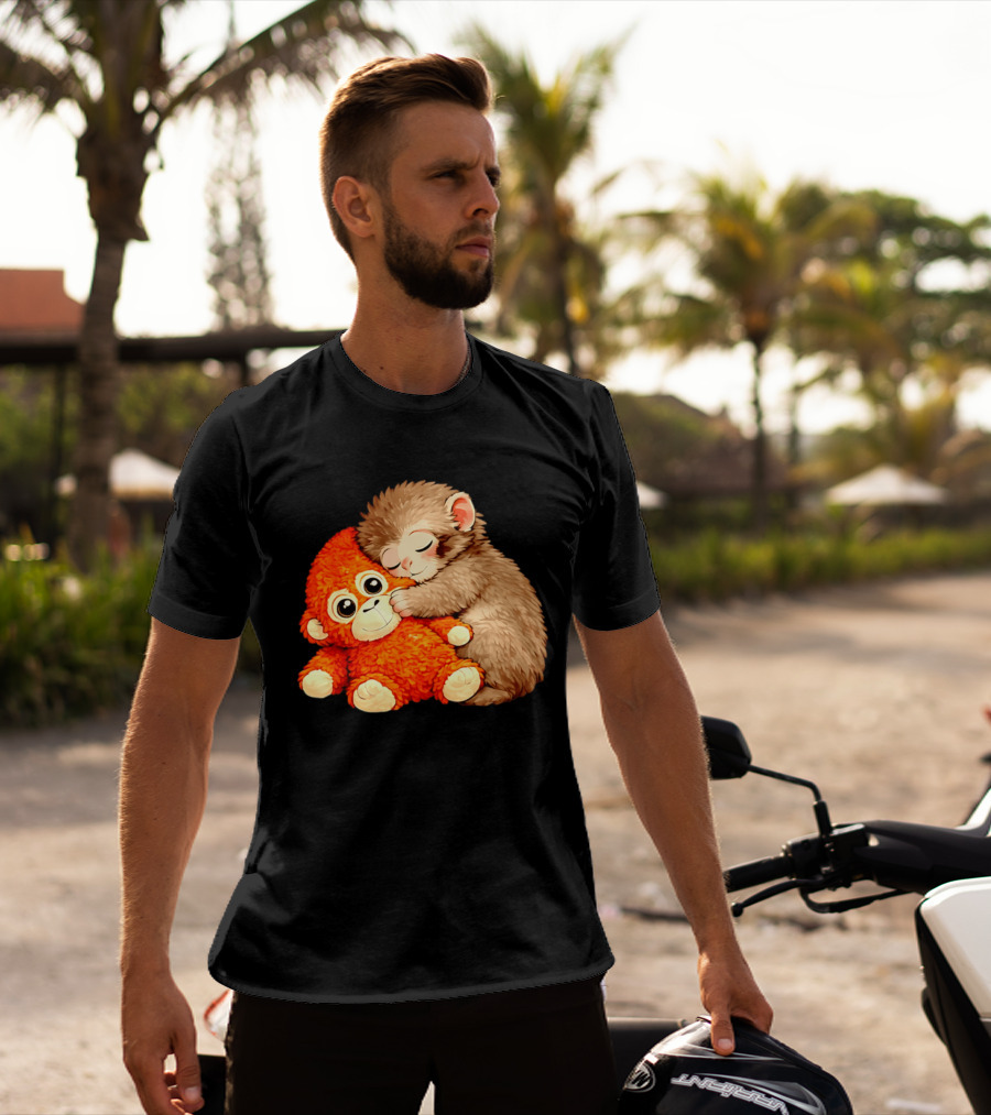 Punch The Monkey Brown Cub And Orange Plushy Cuddle T-Shirt