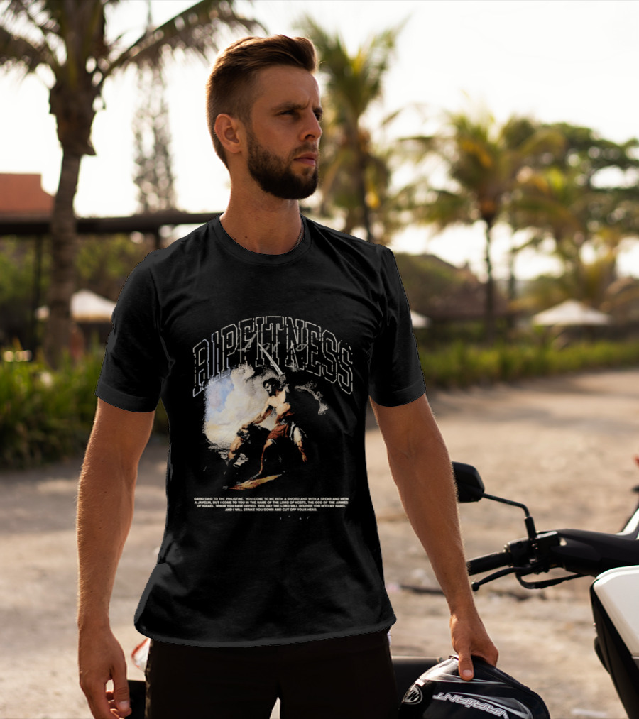 R1pfitness David The Shepherd King Michelangelo Biblical Warrior T-Shirt