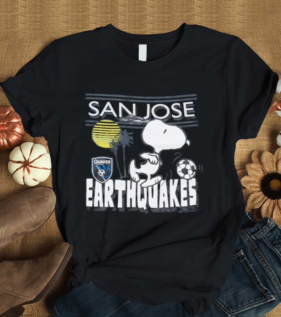 San Jose Earthquakes Snoopy Peanuts Soccer Collaboration T-Shirt