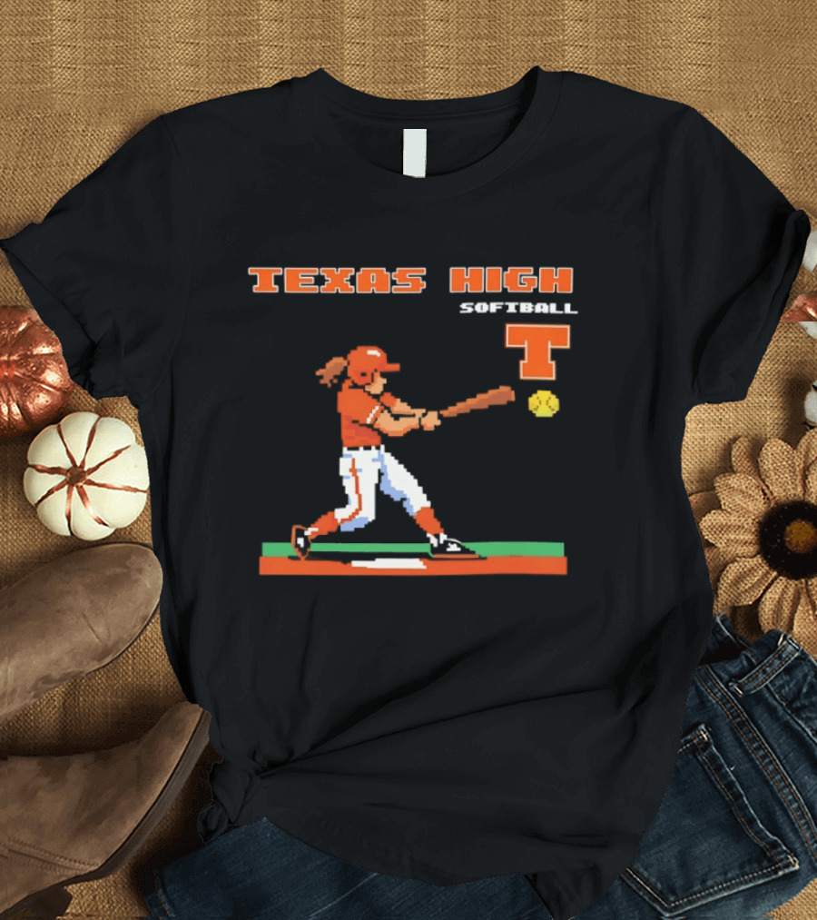 Texas High Softball Player Pixel Art T T-Shirt