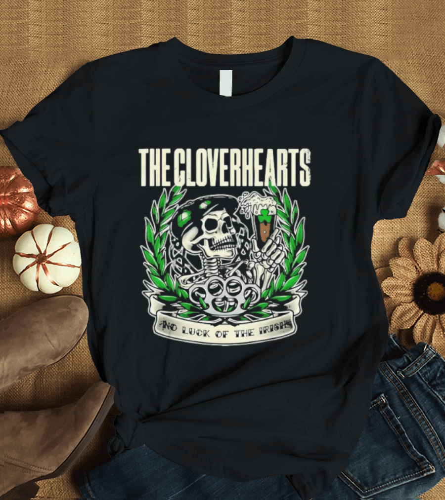 The Cloverhearts No Luck Of The Irish Skull And Beer Crest T-Shirt