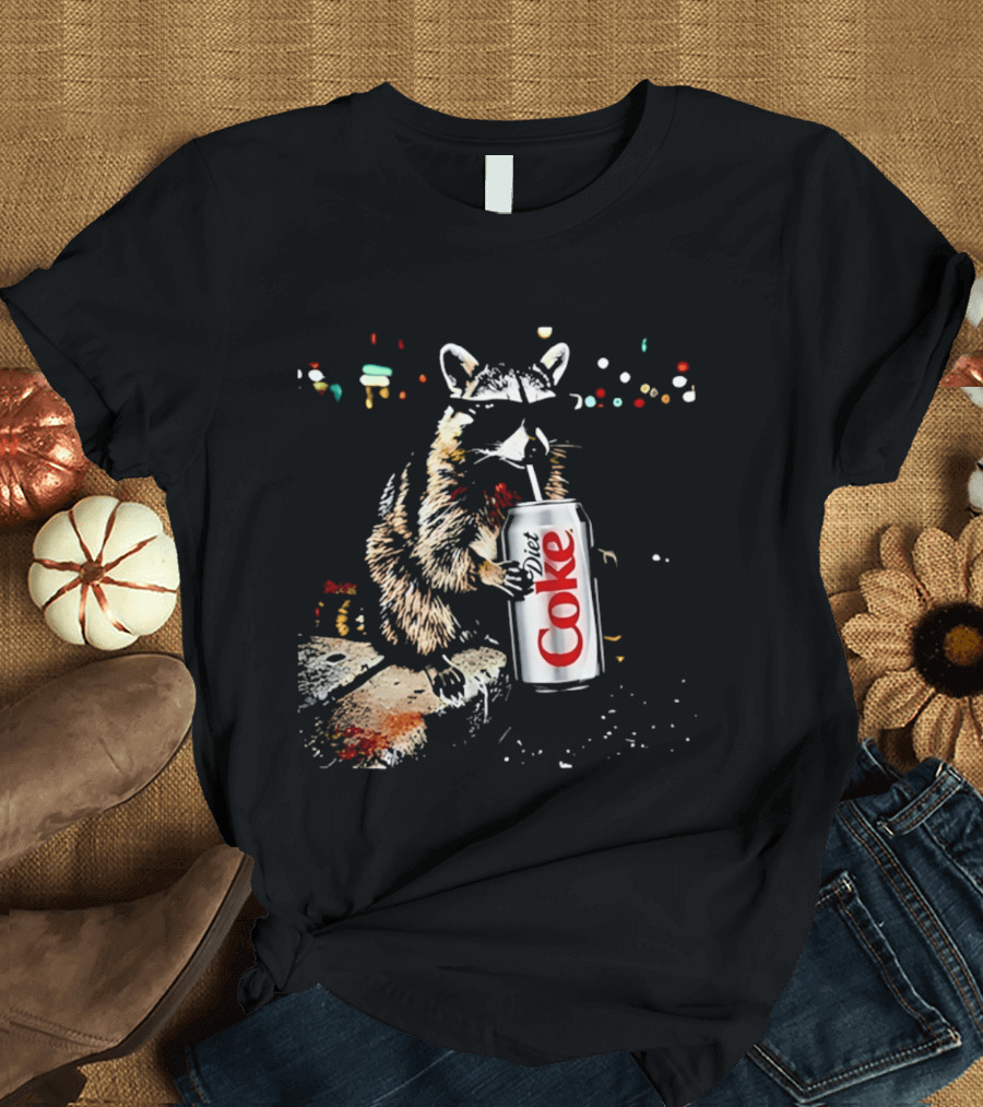 Three Raccoons Holding Diet Coke Can T-Shirt