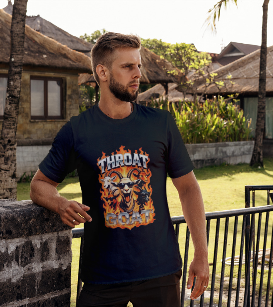 THROAT GOAT Fire And Flame Adult Humor Comedy T-Shirt