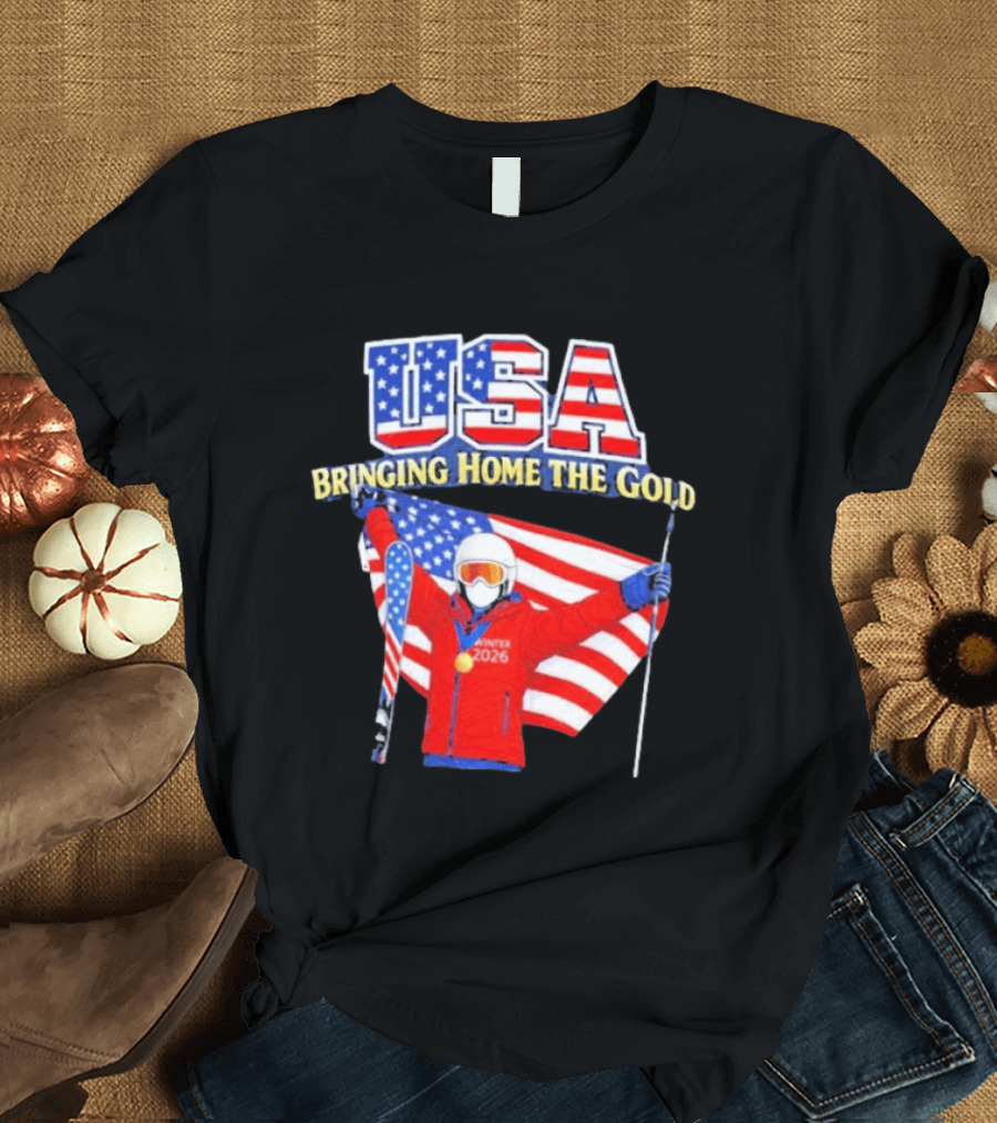 USA Bringing Home The Gold Winter 2026 Skiing Champion T-Shirt