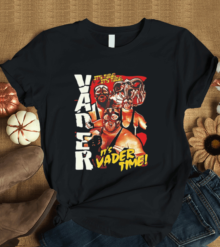Vader It's Vader Time It's Time Wrestling Mask Collage T-Shirt