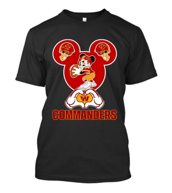 Washington Commanders Mickey Mouse Football Love Heart Hands T-Shirt