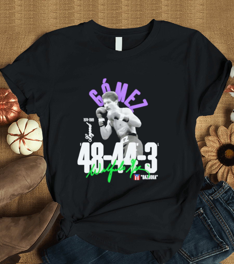 Wilfredo Gómez Bazooka Legend 48 44 3 Record 1973 1990 Puerto Rico Flag T-Shirt