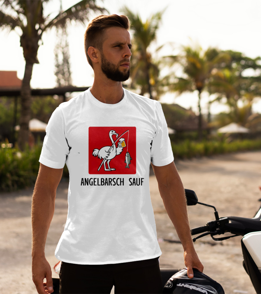 Angelbarsch Sauf Pelican Beer Fish Catching Fun T-Shirt