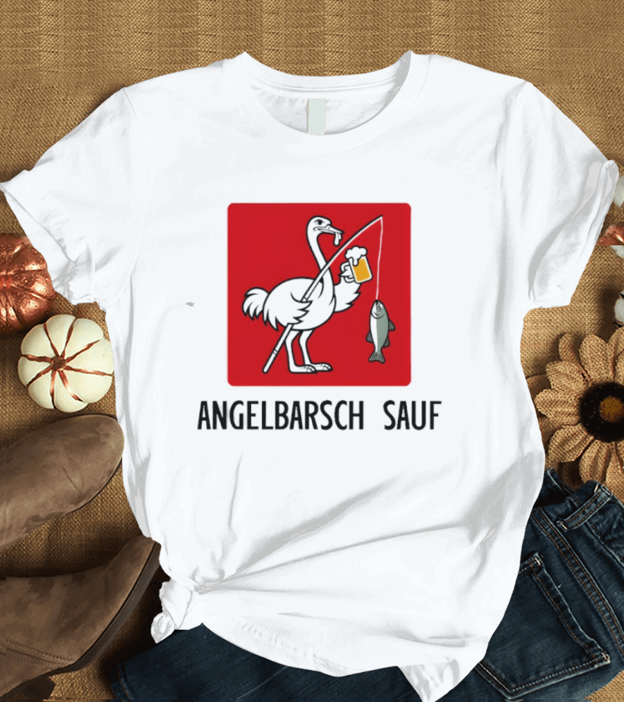 Angelbarsch Sauf Pelican Beer Fish Catching Fun T-Shirt