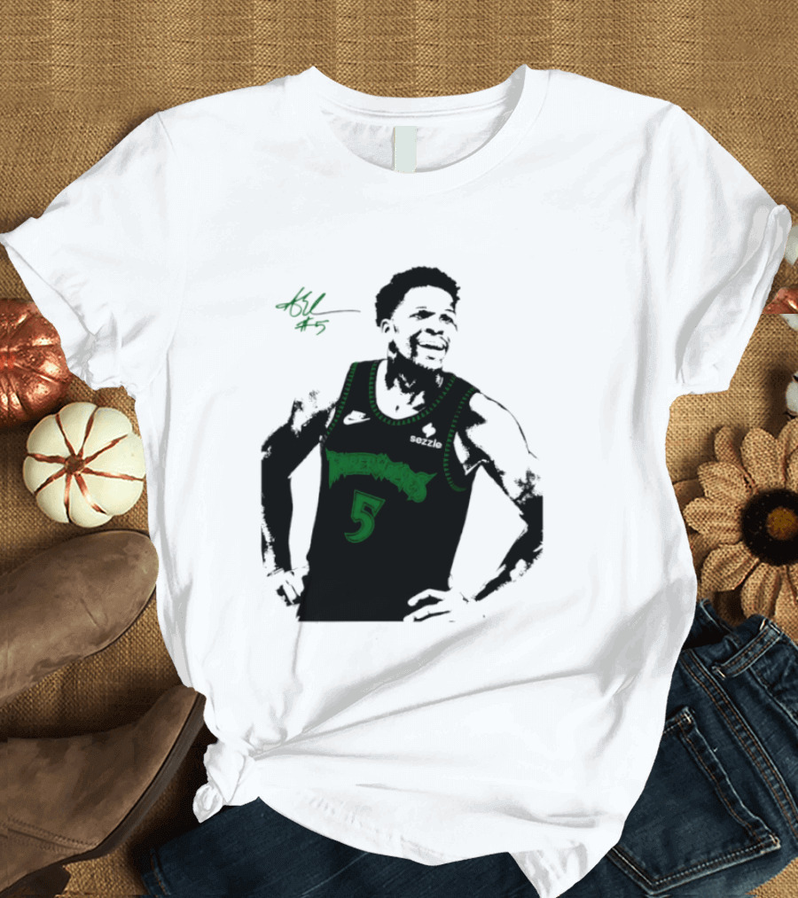 Anthony Edwards Minnesota Timberwolves Number 5 Signature T-Shirt