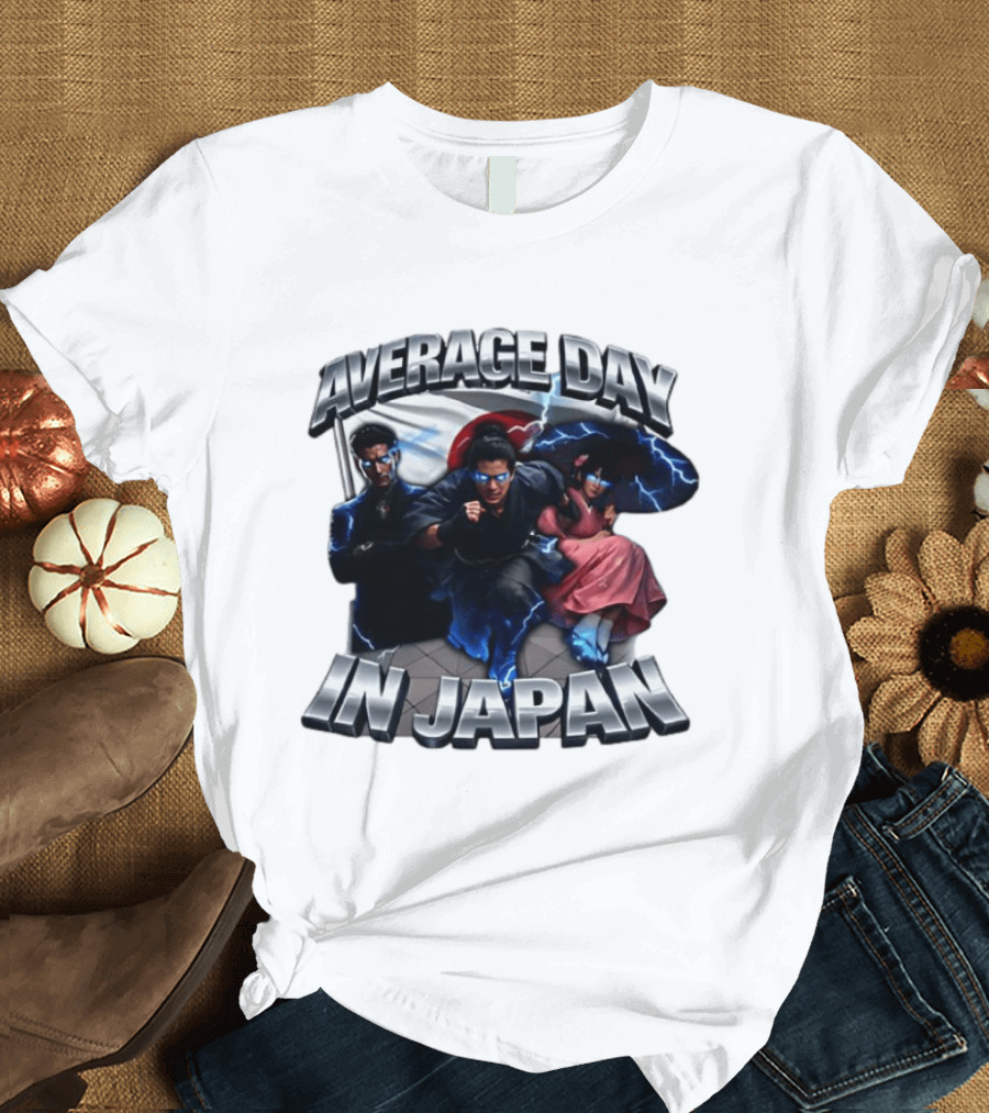 Average Day In Japan Superhero Action Adventure With Lightning Effects T-Shirt