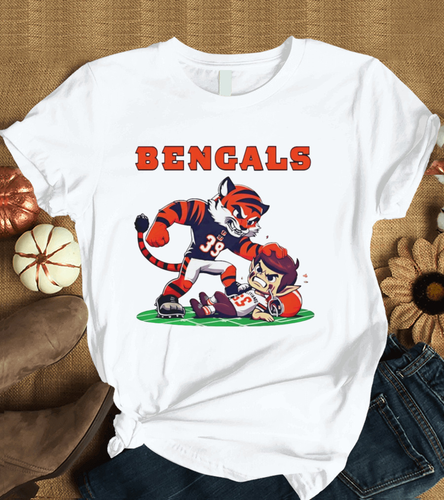 Cincinnati Bengals Rivals Cleveland Browns Cartoon T-Shirt