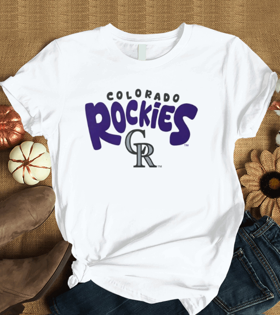 Colorado Rockies Bubble Text Crew Neck T-Shirt