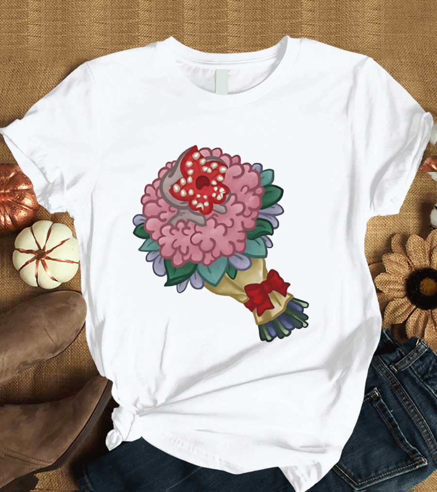 Demodog Valentine Bouquet Flowers Stranger Things Horror T-Shirt