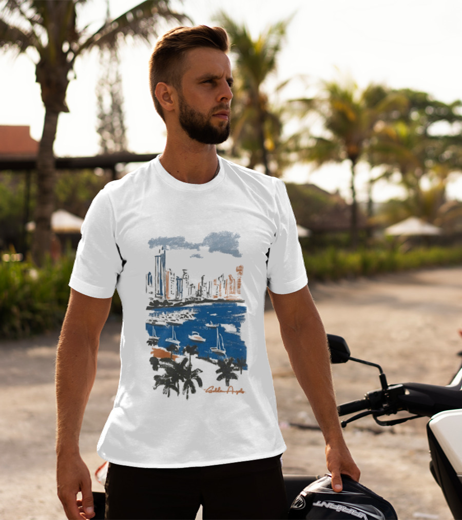 Golden Angels The Bay Yacht Club Scenic Skyline Waterfront T-Shirt