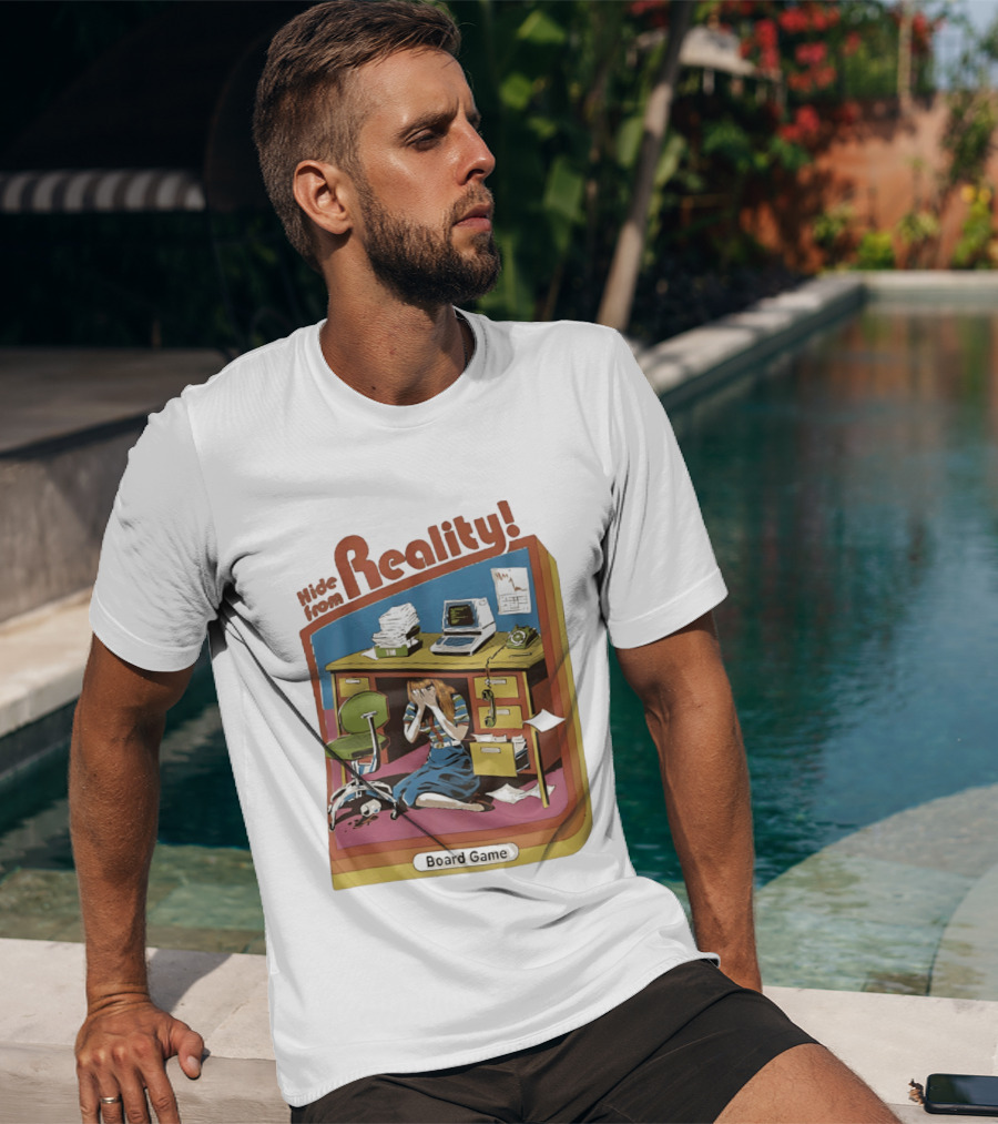 Hide From Reality Retro Office Board Game Escape T-Shirt