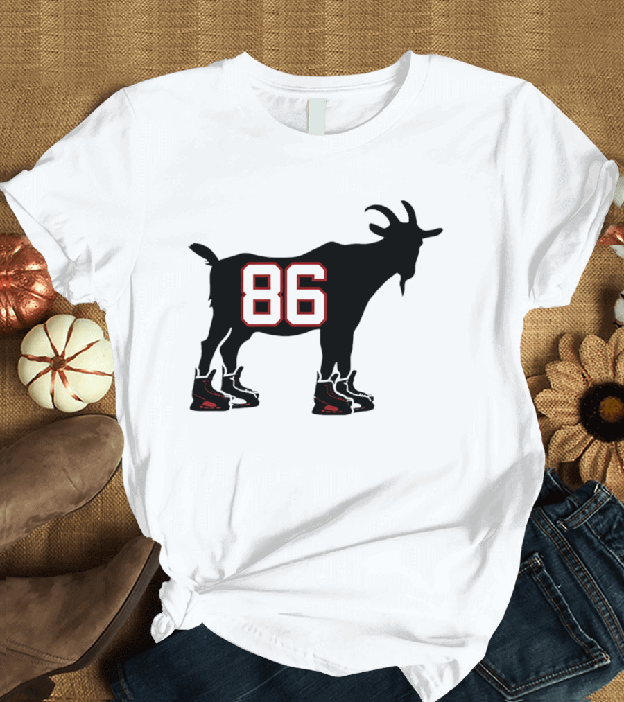 Jack Hughes GOAT 86 New Jersey Devils Tribute With Hockey Skates T-Shirt
