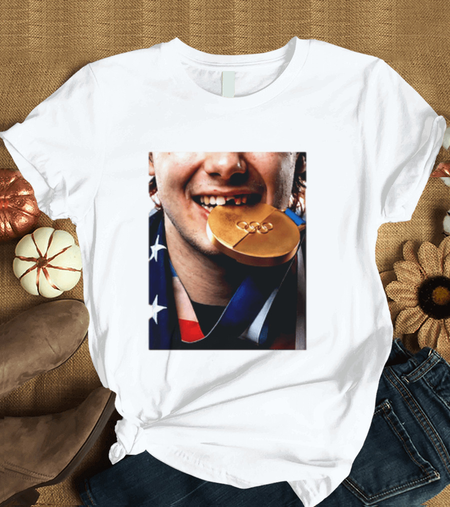 Jack Hughes Teeth Gold Medal 2026 Milano Cortina Winter Olympics T-Shirt