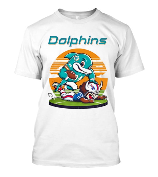 Miami Dolphins Vs Buffalo Bills Rivalry Cartoon Game Day Showdown T-Shirt