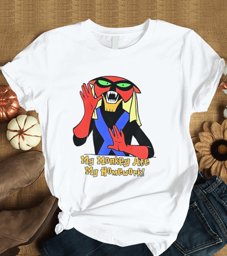 My Monkey Ate My Homework With Cartoon Character In Costume T-Shirt