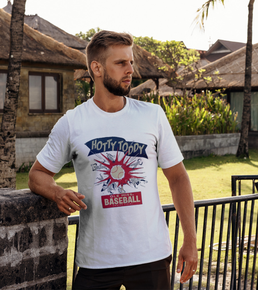 Ole Miss Baseball Hotty Toddy Strike Players And Ball Action T-Shirt