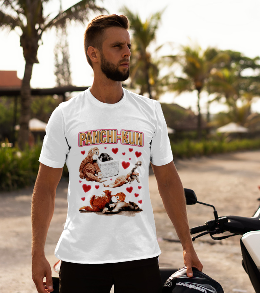 Panchi Kun Monkey Plush Love Hearts T-Shirt
